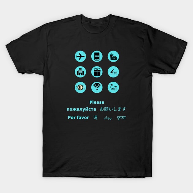 Travelling and Tourism Translator Icons T-Shirt by CLPDesignLab